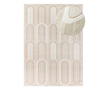 Alfombra geométrica con relieve blanco flora, 160x230 cm - atticgo