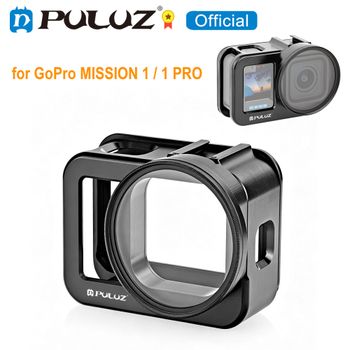 PULUZ para GoPro MISSION 1 / 1 PRO: jaula protectora de aleación de aluminio con lente UV de 58 mm y tapa para lente, jaula para cámara deportiva.