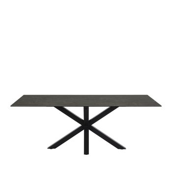 Mesa de comedor para 8 personas de cerámica y metal - negro