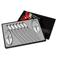 juego de cubiertos para marisco en acero inoxidable 8 piezas trento 2 pinzas para marisco 6 tenedores de marisco estuche regalo
