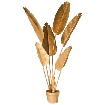 Planta Artificial En Maceta Material Sintético 123 Cm Accesorio Decorativo Para Interior Dorado Banana Tree