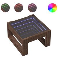 mesa de cafe  mesa de centro con infinity led marron roble 50x53x30 cm