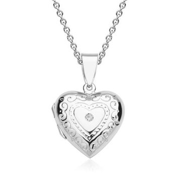 Cadena de plata 925 con medallón en forma de corazón