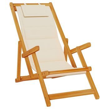 Sillón | Silla De Playa Plegable Con Reposabrazos Crema
