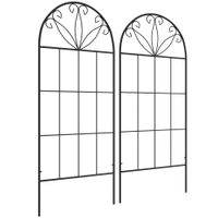 outsunny enrejados de jardin lot de 2 soporte para plantas trepadoras en metal - 51x120 cm negro   aosom espana