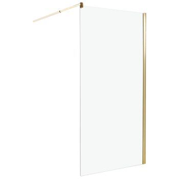 Mampara De Ducha De Vidrio Templado Sin Puerta Dorado 100 X 190 Cm Ahaus