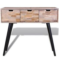 mesa consola  mesa de entrada  mesa auxiliar con 3 cajones de madera de teca reciclada
