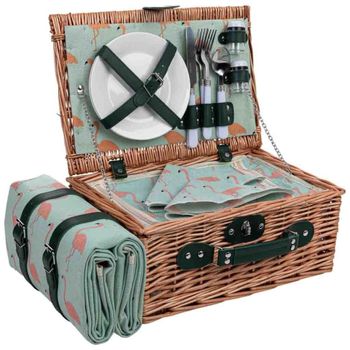 Cesta de picnic 4 servicios marrón 38x26x18cm