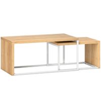 mesas de centro 90x48x42 cm natural y blanco