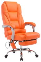silla de oficina giratoria regulable en simil cuero naranja