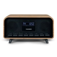 thomson rt850bt radio despertador y altavoz bluetooth 30w madera