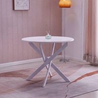 mesa comedor redonda efecto madera blanca  90x90x77cm