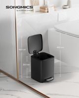 papelera de bano de 6 l con pedal de acero negro
