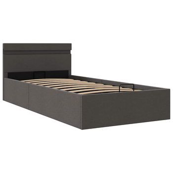 Cama Canapé Hidráulica Almacenaje Led Tela Gris Oscuro 90x200cm