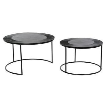 Mesita Auxiliar Set 2 Metal Aluminio 76,5x76,5x47