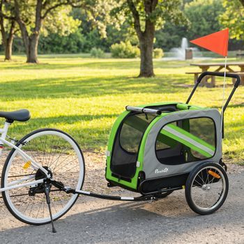 Remolque Bicicleta Perros De Acero Oxford 134x62x101 Cm-pawhut.verde