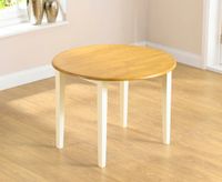 genoa 100cm oak and cream painted drop leaf extending dining table