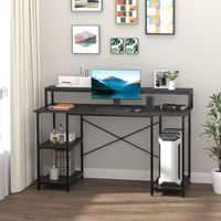 mesa para computadora de madera y metal homcom 140x60x93 cm negro