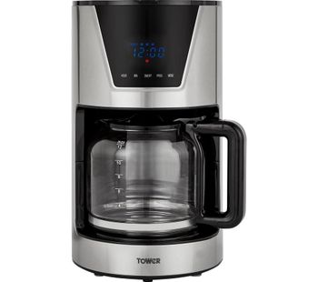 TOWER T13010 Filter Coffee Machine - Silver, Silver