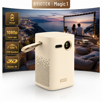 Proyector Portátil BYINTEK 1080P, Mini Proyector de Cine en Casa de 300 Pulgadas, Android 9.0, 2G+32G, WiFi, Bluetooth, Batería de 15000mAh