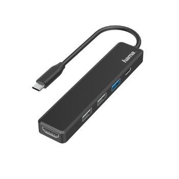 Base para portátil Hama 00200117 USB 2.0 HDMI USB-C Plug and Play Negra