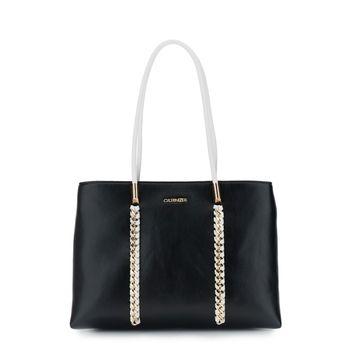 bolsa shopping con asas tubulares black