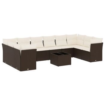 Set De Sofás De Jardín 11 Pzas Cojines Ratán Sintético Marrón Vidaxl