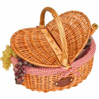 cesta de picnic de mimbre natural campagne vichy rojo