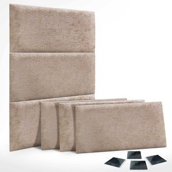 Dhome Juego De 6 Paneles Tapizados De Lana Ecológica Pack Autoadhesivos Para Pared Acústicos Absorbentes Protección (marrón Claro, 60x40cm, X6)