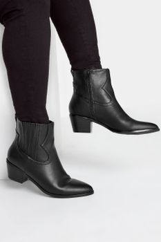 Botines Negros Con Tacón Cuadrado En Diferentes Anchos
