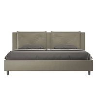 cama matrimonial con almacenaje acolchada 200x200  cuero sintetico capuchino appia