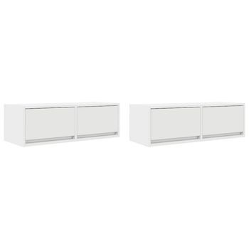 Muebles De Tv 2 Uds | Mueble De Salón | Mesa De Tv Blanco 80x31x25,5 Cm Madera De Ingeniería