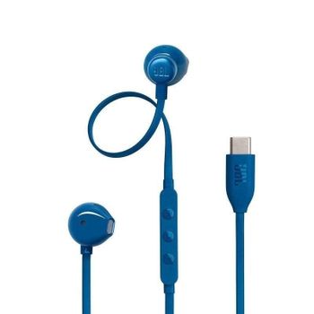 Auriculares JBL Tune 305C con cable USB-C para llamadas y música Hi-Res, micrófono, azul