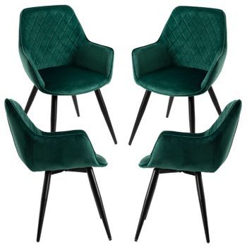 Pack 4 Sillas Kres Terciopelo De Terciopelo 87*57*47 Cm - Verde