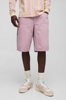 pantalon corto holgado largo estilo carpintero sobretenido purple