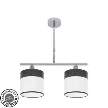 FABRILAMP Lampara Cloe 2xe14 Cromo/blanca-madera Negra Regx43x14 cm