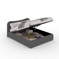 cama con canape abatible 140x190 cm diseno redondeado terciopelo gris plano