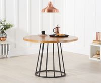hoxton 110cm ash and veneer round industrial dining table