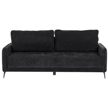 Sofá Minimalista De Tela 3 Plazas Con Función De Cama De Poliéster Negro Patas De Metal Heming