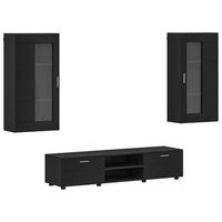 conjunto de mueble de tv con cajon florin 3 uds  mueble de salon  gabinete de tv negro