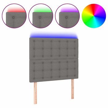 Cabecero Con Luces Led Tela Gris Oscuro 80x5x118/128 Cm Vidaxl