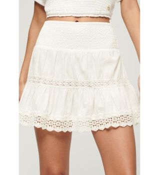 Superdry para mujer. W7210324A Minifalda Ibiza blanco (XL), Casual, Algodón