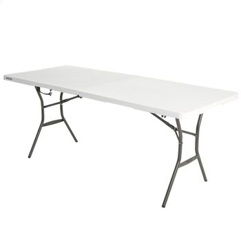 Mesa Plegable Rectangular Lifetime Efecto Granito, 185x76x74 Cm, Blanco