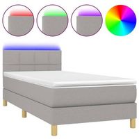 estructura de cama led con cabecero con somier colchon 90x200cm tela gris claro tdl0209442