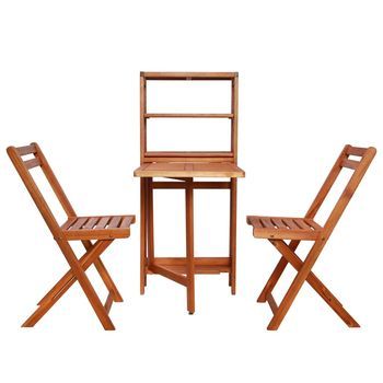 Juego De Bistró Plegable De 3 Uds | Conjunto De Mesa Y Sillas Madera Maciza De Acacia