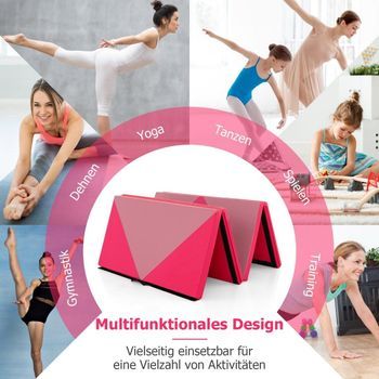 Esterilla De Suelo Suave Y Plegable, Esterilla De Gimnasia Portátil, Esterilla De Yoga, 240 X 117 X 5 Cm, Color Rosa