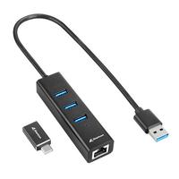 hub usb sharkoon 3x32 gen 1  rj45 aluminio negro