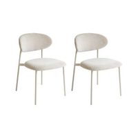 conjunto de 2 sillas de comedor decorativas tapizadas sin reposabrazos diseno moderno base de metal beige claro cowley