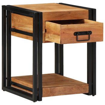 Pack 2 Uds Mesitas De Noche | Mesilla De Noche | Cabinete De Noche Madera Maciza De Acacia 40x40x50 Cm Cfw81959