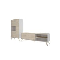 conjunto salon moderno con mueble bajo tv y modulo alto